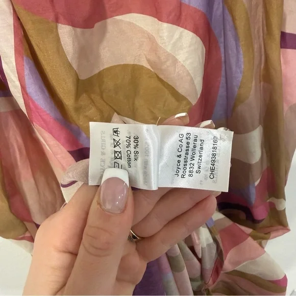 Joyce & Girls Coconut Cotton Silk Off The Shoulder Long Sleeve Maxi Dress M - Picture 6 of 8